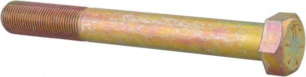 Made in USA - 3/4-16 UNF, 6-1/2" Length Under Head Hex Head Cap Screw - Partially Threaded, Grade 8 Alloy Steel, Zinc Yellow Dichromate Finish, 1-1/8" Hex - Benchmark Tooling