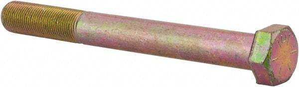 Made in USA - 3/4-16 UNF, 7" Length Under Head Hex Head Cap Screw - Partially Threaded, Grade 8 Alloy Steel, Zinc Yellow Dichromate Finish, 1-1/8" Hex - Benchmark Tooling