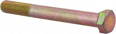Made in USA - 3/4-16 UNF, 7" Length Under Head Hex Head Cap Screw - Partially Threaded, Grade 8 Alloy Steel, Zinc Yellow Dichromate Finish, 1-1/8" Hex - Benchmark Tooling