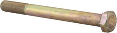 Made in USA - 3/4-16 UNF, 8" Length Under Head Hex Head Cap Screw - Partially Threaded, Grade 8 Alloy Steel, Zinc Yellow Dichromate Finish, 1-1/8" Hex - Benchmark Tooling