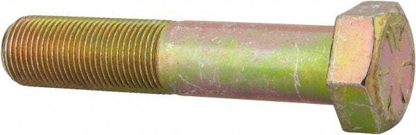 Made in USA - 3/4-16 UNF, 3-3/4" Length Under Head Hex Head Cap Screw - Partially Threaded, Grade 8 Alloy Steel, Zinc Yellow Dichromate Finish, 1-1/8" Hex - Benchmark Tooling