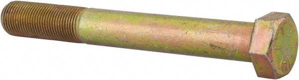 Made in USA - 3/4-16 UNF, 6" Length Under Head Hex Head Cap Screw - Partially Threaded, Grade 8 Alloy Steel, Zinc Yellow Dichromate Finish, 1-1/8" Hex - Benchmark Tooling