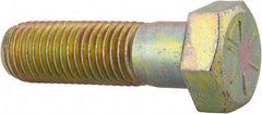 Made in USA - 7/8-9 UNC, 3" Length Under Head Hex Head Cap Screw - Partially Threaded, Grade 8 Alloy Steel, Zinc Yellow Dichromate Finish, 1-5/16" Hex - Benchmark Tooling