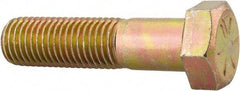 Made in USA - 7/8-9 UNC, 3-1/2" Length Under Head Hex Head Cap Screw - Partially Threaded, Grade 8 Alloy Steel, Zinc Yellow Dichromate Finish, 1-5/16" Hex - Benchmark Tooling