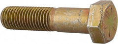 Made in USA - 7/8-9 UNC, 3-3/4" Length Under Head Hex Head Cap Screw - Partially Threaded, Grade 8 Alloy Steel, Zinc Yellow Dichromate Finish, 1-5/16" Hex - Benchmark Tooling