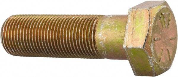 Made in USA - 7/8-14 UNF, 3" Length Under Head Hex Head Cap Screw - Partially Threaded, Grade 8 Alloy Steel, Zinc Yellow Dichromate Finish, 1-5/16" Hex - Benchmark Tooling