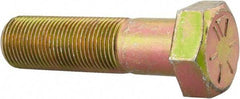 Made in USA - 7/8-14 UNF, 3-1/4" Length Under Head Hex Head Cap Screw - Partially Threaded, Grade 8 Alloy Steel, Zinc Yellow Dichromate Finish, 1-5/16" Hex - Benchmark Tooling