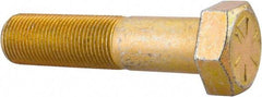 Made in USA - 7/8-14 UNF, 3-3/4" Length Under Head Hex Head Cap Screw - Partially Threaded, Grade 8 Alloy Steel, Zinc Yellow Dichromate Finish, 1-5/16" Hex - Benchmark Tooling
