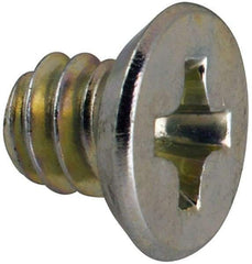 Value Collection - #6-32 UNC, 3/16" OAL Phillips Drive Machine Screw - Flat Undercut Head, Grade J82 Steel, Zinc-Plated Finish, Without Washer - Benchmark Tooling