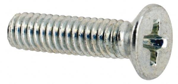 Value Collection - M2.5x0.45 Metric Coarse, 10mm OAL Phillips Drive Machine Screw - Flat Head, Grade 4.8 Steel, Zinc-Plated Finish, Without Washer - Benchmark Tooling