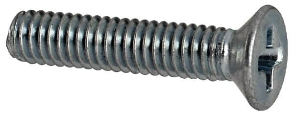 Value Collection - M2.5x0.45 Metric Coarse, 12mm OAL Phillips Drive Machine Screw - Flat Head, Grade 4.8 Steel, Zinc-Plated Finish, Without Washer - Benchmark Tooling