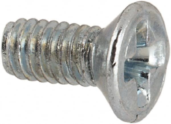 Value Collection - M2.5x0.45 Metric Coarse, 6mm OAL Phillips Drive Machine Screw - Flat Head, Grade 4.8 Steel, Zinc-Plated Finish, Without Washer - Benchmark Tooling