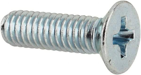 Value Collection - M4x0.70 Metric Coarse, 14mm OAL Phillips Drive Machine Screw - Flat Head, Grade 4.8 Steel, Zinc-Plated Finish, Without Washer - Benchmark Tooling