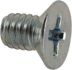 Value Collection - M4x0.70 Metric Coarse, 6mm OAL Phillips Drive Machine Screw - Flat Head, Grade 4.8 Steel, Zinc-Plated Finish, Without Washer - Benchmark Tooling