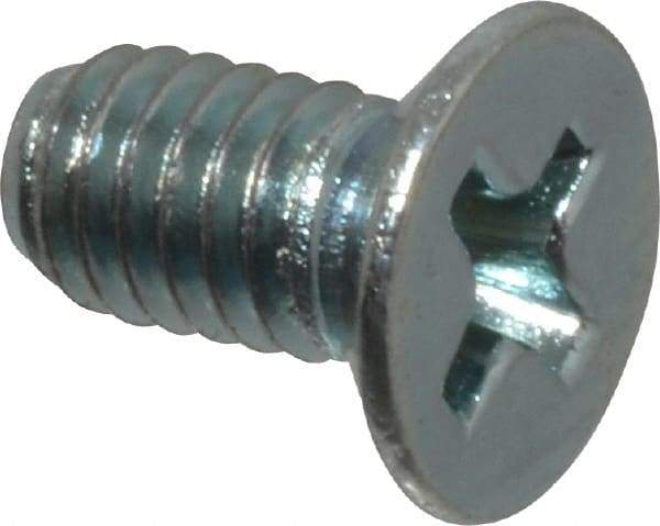 Value Collection - M4x0.70 Metric Coarse, 8mm OAL Phillips Drive Machine Screw - Flat Head, Grade 4.8 Steel, Zinc-Plated Finish, Without Washer - Benchmark Tooling