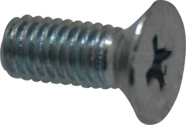 Value Collection - M5x0.80 Metric Coarse, 12mm OAL Phillips Drive Machine Screw - Flat Head, Grade 4.8 Steel, Zinc-Plated Finish, Without Washer - Benchmark Tooling