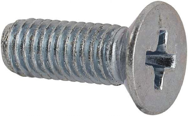 Value Collection - M5x0.80 Metric Coarse, 14mm OAL Phillips Drive Machine Screw - Flat Head, Grade 4.8 Steel, Zinc-Plated Finish, Without Washer - Benchmark Tooling