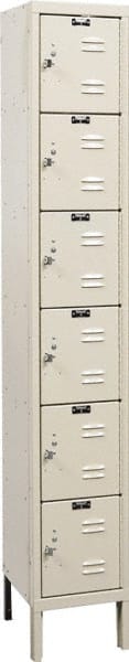 Hallowell - 6 Door, 6 Tier, Galvanite Corrosion Resistant Wardrobe & Box Lockers - Benchmark Tooling