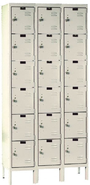 Hallowell - 18 Door, 6 Tier, Galvanite Corrosion Resistant Wardrobe & Box Lockers - Benchmark Tooling