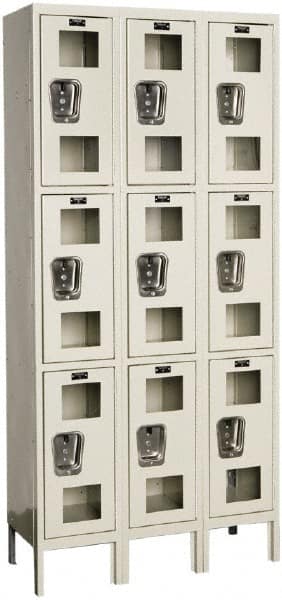 Hallowell - 9 Door, 3 Tier, Safety-View Wardrobe Lockers - Benchmark Tooling