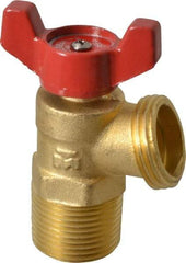 B&K Mueller - 1/2" Pipe, Brass, FNPT, MNPT x GHT End Connection, Boiler Drain Valve - 125 psi WOG Rating, Wing Tee Handle - Benchmark Tooling