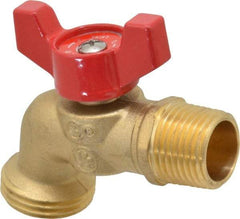 B&K Mueller - 1/2" Pipe, 125 psi WOG Rating, Brass Hose Bibb, Stop Valve - Wing Tee Handle, MNPT/SWT x GHT End Connections - Benchmark Tooling