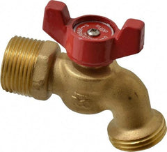 B&K Mueller - 1/2" Pipe, 125 psi WOG Rating, Brass Hose Bibb, Stop Valve - Wing Tee Handle, FNPT/MNPT x GHT End Connections - Benchmark Tooling