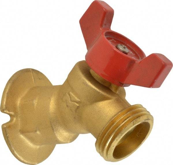 B&K Mueller - 1/2" Pipe, Brass Sillcock - Tee Handle, FNPT x GHT End Connections, 125 psi WOG Rating - Benchmark Tooling