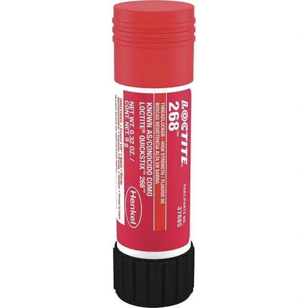 Loctite - 9 g Stick, Red, High Strength Semisolid Threadlocker - Series 268, 72 hr Full Cure Time, Hand Tool, Heat Removal - Benchmark Tooling