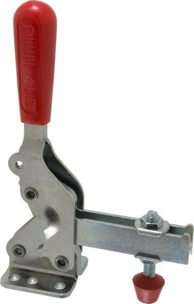 De-Sta-Co - 1,000 Lb Holding Capacity, Vertical Handle, Manual Hold Down Toggle Clamp - 64° Handle Movement, 76° Bar Opening, U-Bar, Flanged Base, Electro-Plated Zinc, Carbon Steel - Benchmark Tooling