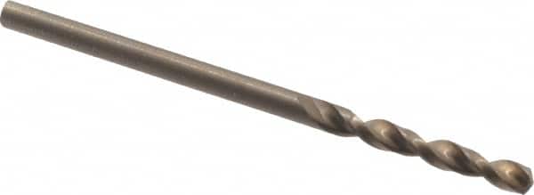 Cleveland - #40 135° Parabolic Flute Cobalt Screw Machine Drill Bit - Oxide/Gold Finish, Right Hand Cut, 13/16" Flute Length, 1-13/16" OAL, Split Point, Straight Shank - Benchmark Tooling