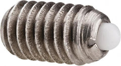 Gibraltar - 5/16-18, 9/16" Thread Length, 1/12" Plunger Projection, Stainless Steel Threaded Spring Plunger - 0.135" Max Plunger Diam, 0.562" Plunger Length, 3.7 Lb Init End Force, 15.5 Lb Final End Force - Benchmark Tooling