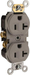 Leviton - 125 VAC, 20 Amp, 5-20R NEMA Configuration, Gray, Specification Grade, Self Grounding Duplex Receptacle - 1 Phase, 2 Poles, 3 Wire, Flush Mount, Tamper Resistant - Benchmark Tooling