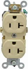 Leviton - 125 VAC, 20 Amp, 5-20R NEMA Configuration, Ivory, Specification Grade, Self Grounding Duplex Receptacle - 1 Phase, 2 Poles, 3 Wire, Flush Mount, Tamper Resistant - Benchmark Tooling