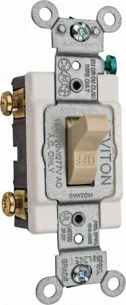 Leviton - 1 Pole, 120 to 277 VAC, 15 Amp, Commercial Grade, Toggle, Wall and Dimmer Light Switch - 1.31 Inch Wide x 4.06 Inch High - Benchmark Tooling