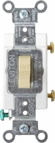 Leviton - 1 Pole, 120 to 277 VAC, 20 Amp, Commercial Grade, Toggle, Wall and Dimmer Light Switch - 1.31 Inch Wide x 4.06 Inch High - Benchmark Tooling