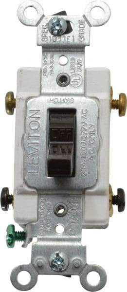 Leviton - 2 Pole, 120 to 277 VAC, 20 Amp, Commercial Grade, Toggle, Wall and Dimmer Light Switch - 1.31 Inch Wide x 4.06 Inch High - Benchmark Tooling