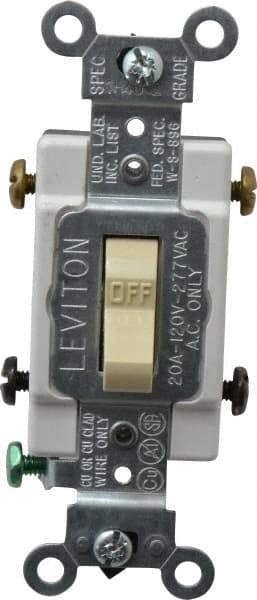 Leviton - 2 Pole, 120 to 277 VAC, 20 Amp, Commercial Grade, Toggle, Wall and Dimmer Light Switch - 1.31 Inch Wide x 4.06 Inch High - Benchmark Tooling