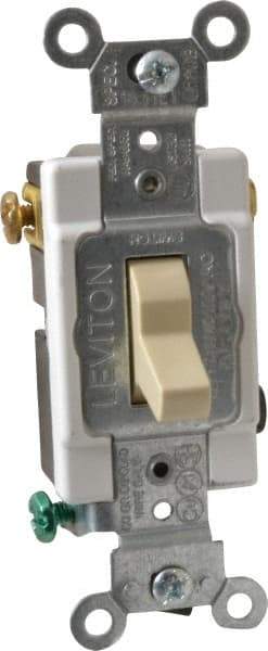 Leviton - 3 Pole, 120 to 277 VAC, 15 Amp, Commercial Grade, Toggle, Wall and Dimmer Light Switch - 1.31 Inch Wide x 4.06 Inch High - Benchmark Tooling