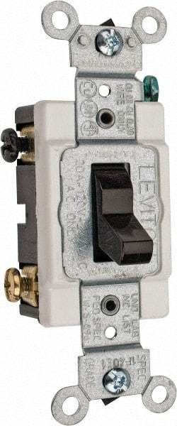 Leviton - 3 Pole, 120 to 277 VAC, 20 Amp, Commercial Grade, Toggle, Wall and Dimmer Light Switch - 1.31 Inch Wide x 4.06 Inch High - Benchmark Tooling