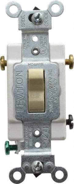 Leviton - 3 Pole, 120 to 277 VAC, 20 Amp, Commercial Grade, Toggle, Wall and Dimmer Light Switch - 1.31 Inch Wide x 4.06 Inch High - Benchmark Tooling