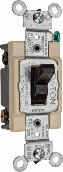 Leviton - 4 Pole, 120 to 277 VAC, 20 Amp, Commercial Grade, Toggle, Wall and Dimmer Light Switch - 1.31 Inch Wide x 4.06 Inch High - Benchmark Tooling