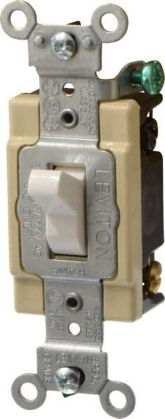 Leviton - 4 Pole, 120 to 277 VAC, 20 Amp, Commercial Grade, Toggle, Wall and Dimmer Light Switch - 1.31 Inch Wide x 4.06 Inch High - Benchmark Tooling