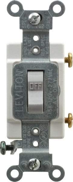 Leviton - 1 Pole, 120 to 277 VAC, 15 Amp, Commercial Grade, Toggle, Wall and Dimmer Light Switch - 1.31 Inch Wide x 4.06 Inch High - Benchmark Tooling