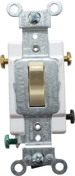 Leviton - 3 Pole, 120 to 277 VAC, 15 Amp, Commercial Grade, Toggle, Wall and Dimmer Light Switch - 1.31 Inch Wide x 4.06 Inch High - Benchmark Tooling