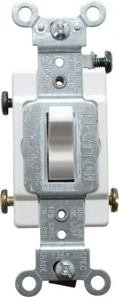 Leviton - 3 Pole, 120 to 277 VAC, 15 Amp, Commercial Grade, Toggle, Wall and Dimmer Light Switch - 1.31 Inch Wide x 4.06 Inch High - Benchmark Tooling