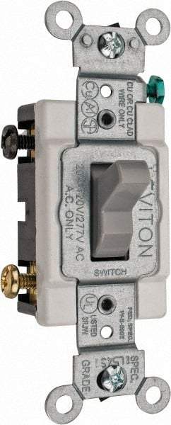 Leviton - 3 Pole, 120 to 277 VAC, 20 Amp, Commercial Grade, Toggle, Wall and Dimmer Light Switch - 1.31 Inch Wide x 4.06 Inch High - Benchmark Tooling