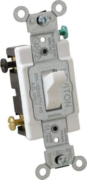 Leviton - 3 Pole, 120 to 277 VAC, 20 Amp, Commercial Grade, Toggle, Wall and Dimmer Light Switch - 1.31 Inch Wide x 4.06 Inch High - Benchmark Tooling