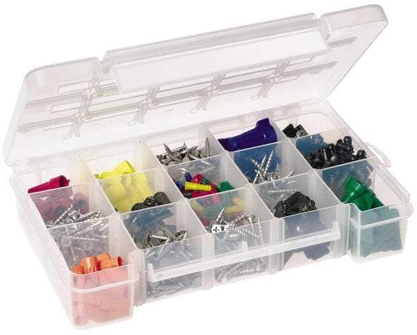 Akro-Mils - 7" Wide x 11" High x 2-3/8" Deep, Small Parts Storage Case - Clarified Polypropylene Frame, 3 to 15 Compartments, 2" Wide x 2-1/8 to 10-3/16" High x 2" Deep Bin - Benchmark Tooling