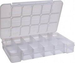 Akro-Mils - 9-1/2" Wide x 14-3/8" High x 2-1/2" Deep, Small Parts Storage Case - Clarified Polypropylene Frame, 3 to 18 Compartments, 2-7/8" Wide x 2-3/8 to 14" High x 2" Deep Bin - Benchmark Tooling